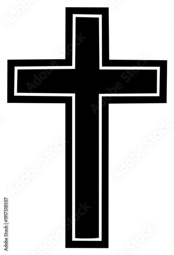 Simple Black and White Cross Symbol of Faith and Christianity Religious Sign Hope