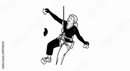 Elderly woman climbing indoor wall