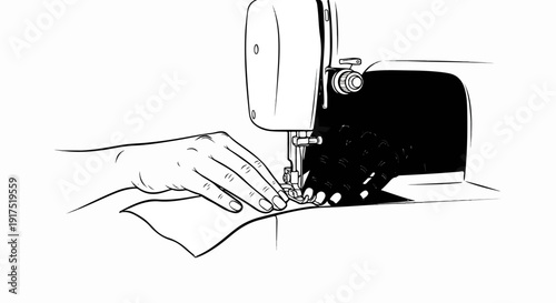Hand guiding fabric through a sewing machine needle and presser foot