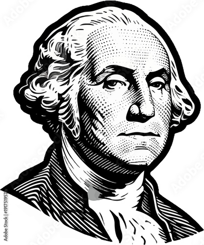 Engraved portrait of a man with powdered wig and formal attire