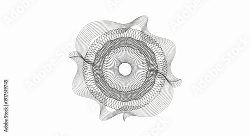 Intricate circular guilloche pattern with radiating lines