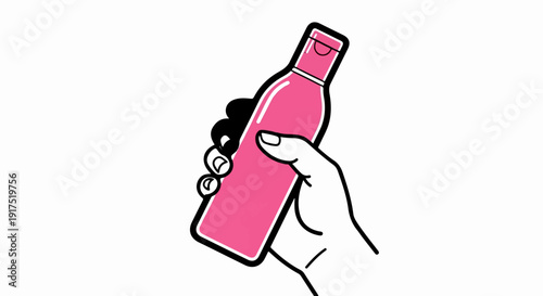 Hand holding a pink bottle with a flip-top cap