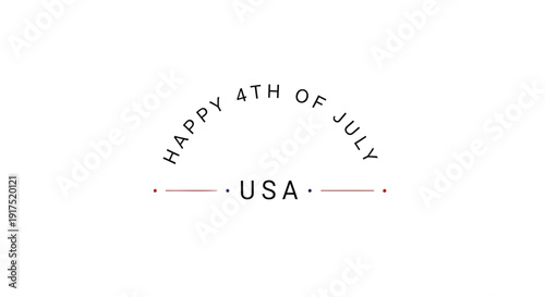 Patriotic 4th of July stamp with USA text, isolated on transparent background