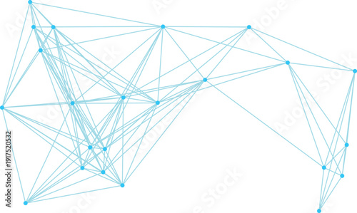 A network of connected lines and dots on a white background