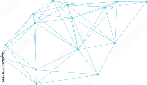 A network of interconnected lines and dots on a white background