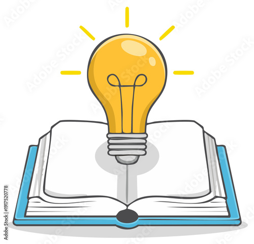 Illuminated Idea Bulb Emerging From Open Knowledge Book Symbolizing Discovery and Learning