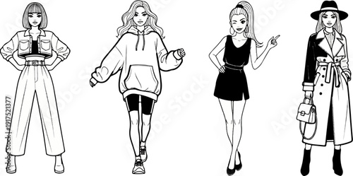 Four fashionable females in distinct styles
