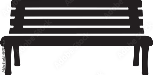 Simple black bench silhouette on white background illustration