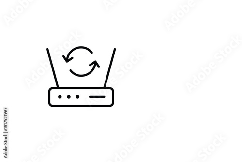 Wi-fi router and renew arrows. Connection restored, network update, router refresh. Pixel perfect, editable stroke vector icon