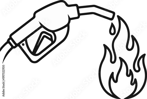 Fuel pump nozzle dispensing liquid which ignites into flames
