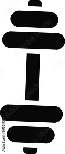 Black silhouette of a heavy dumbbell icon for fitness weightlifting bodybuilding gym exercise strength training physical health and athletic workout.