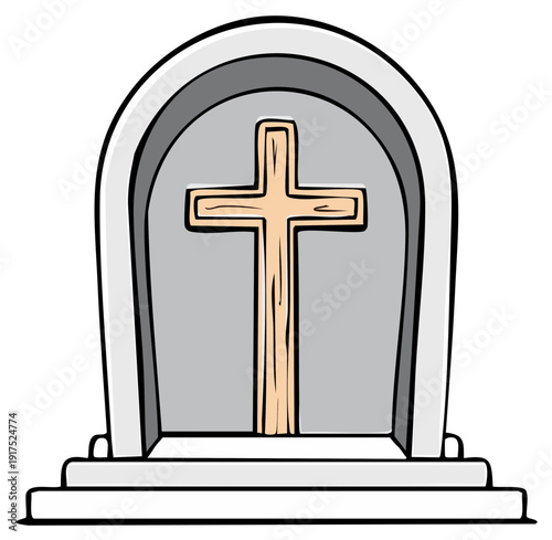 Christian Cross on Tombstone Monument