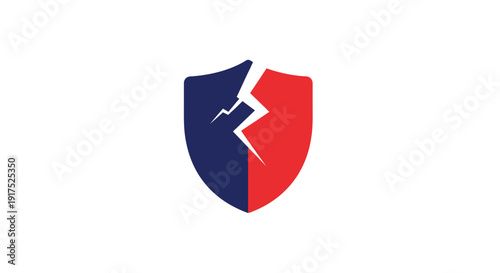 Shattered shield emblem icon broken protection.