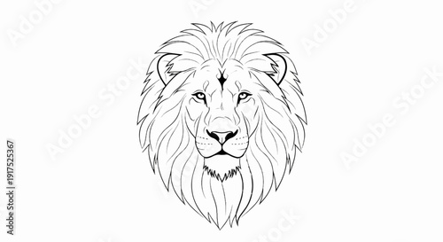 Majestic lion head portrait with flowing mane and intense gaze