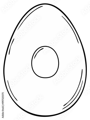 Simple outline drawing of a fried egg with yolk illustration for cooking and breakfast themes