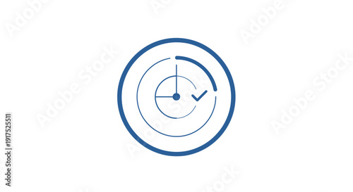 Simple Blue Clock Face with Hands.