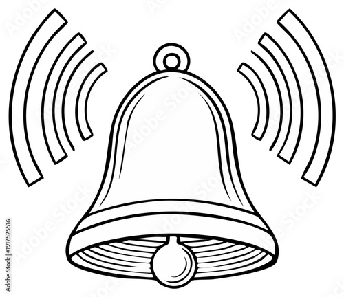 Illustrative Sound Waves Emanating from a Ringing Bell Symbol