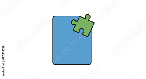 Single green puzzle piece on blue.