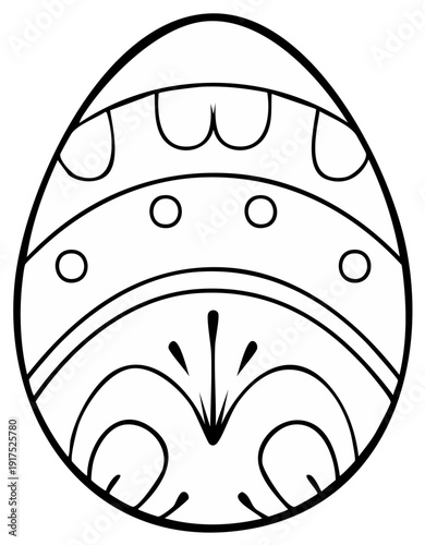 Decorated Easter egg in black and white, holiday design, celebration element