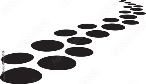 Black dots in a diagonal line on white background