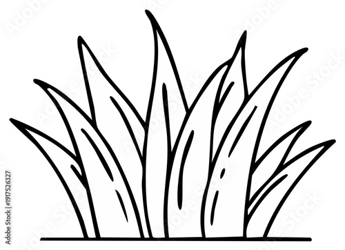 Line Art Illustration of Lush Green Grass Blades