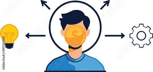 Simple black and white line art icon depicting a firm handshake symbolizing a financial agreement or business deal sealed with the presence of a prominent dollar sign coin floating above.