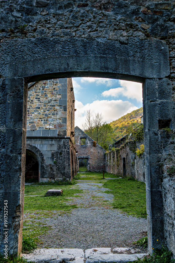 Fototapeta premium Ruins of the Royal Weapons and Ammunition Factory of Orbaizeta. Navarre. Spain