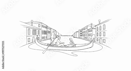 Gondola navigates a canal lined with historic buildings, with passengers onboard