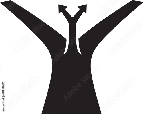Black Silhouette of Person with Two Arrows Upward Direction