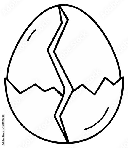 Cracked Egg Outline Graphic Symbolizing Birth and New Beginnings