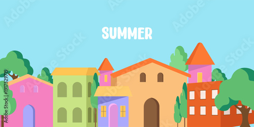 Abstract tropical summer template. Poster design with palm tree, leaf, sun, sand beach in minimal style. Colorful summer vacation and travel backgrounds. Bright modern vector illustration 