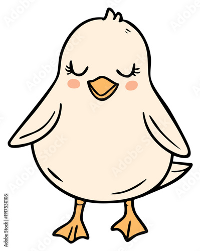 Dreamy Chick Illustration Lovely Closed Eyes Simple Adorable Animal