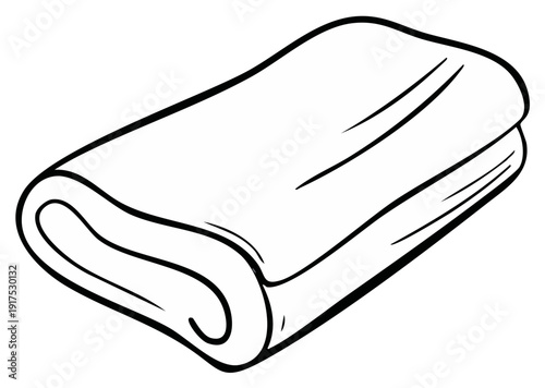 Folded Towel Simple Line Art Clean White Cotton Fabric Household Hygiene Essential Isolated