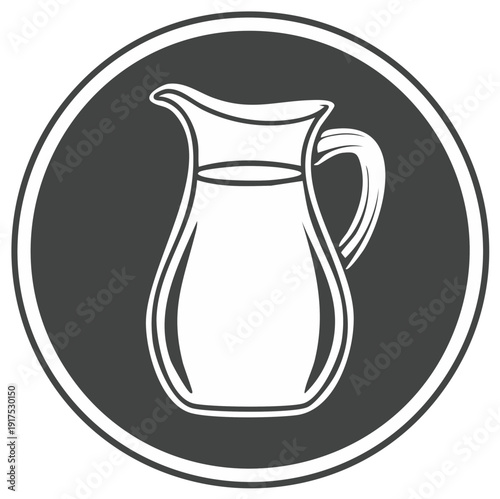 Milk in a Creamer Container Icon Illustration for Milk Serving, Liquid Pouring, and Beverage