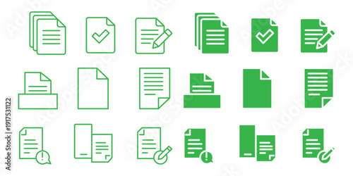 Document icon set. Editable line icons. Vector illustration.