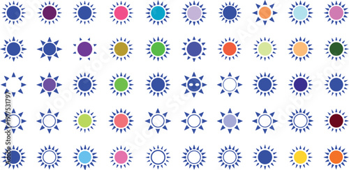 colorful sunburst icons in various colors and designs sunburst