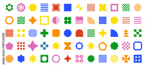 Colored geometric shapes vector. Trendy minimalist basic figures. Geometric shapes vector illustration isolated on a white background.