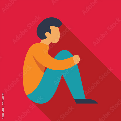 Lonely person feeling sadness, anxiety, and depression with mental health issues