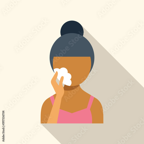 Woman performing daily skincare routine removing makeup with cotton pad