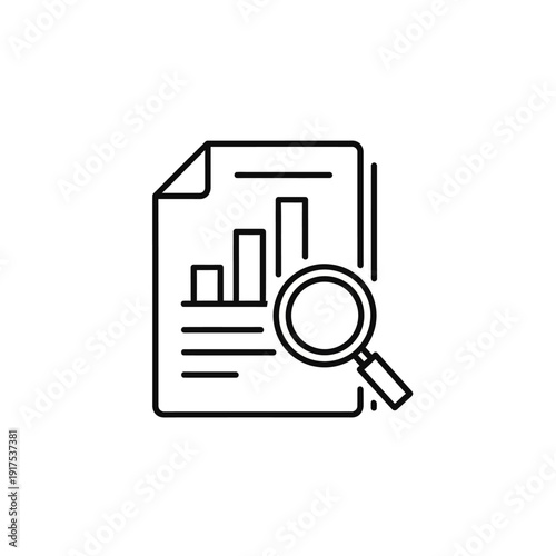 Business Analytics Report with Magnifying Glass and Data Charts for Data Analysis