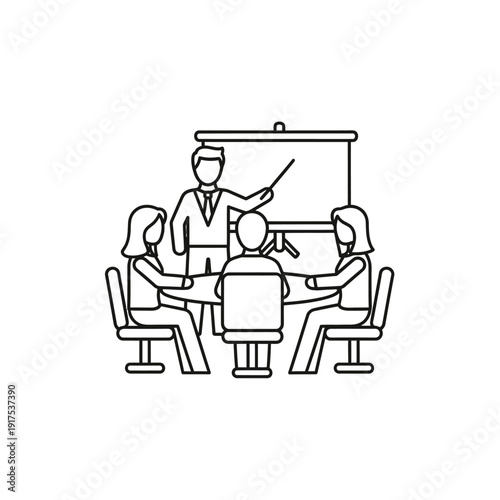 Business Meeting with Team Members and Project Discussion in Conference Room