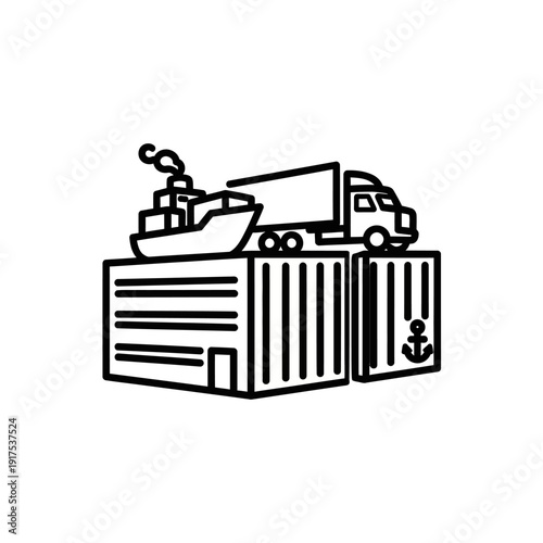 Cargo Container Transport with Shipping Truck and Freight Containers