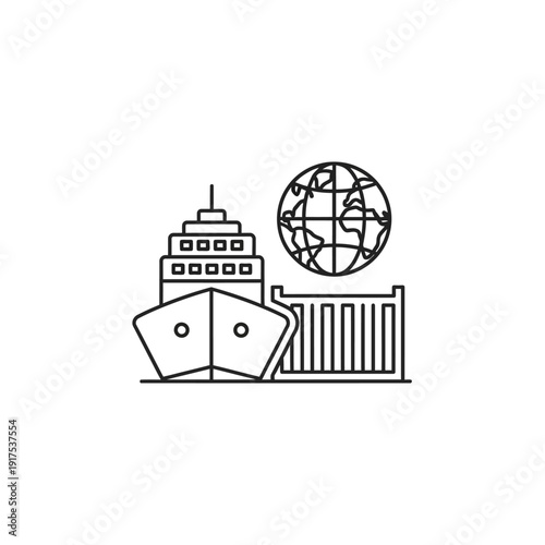 Cargo Ship and Globe in Shipping Industry Concept for Maritime Logistics