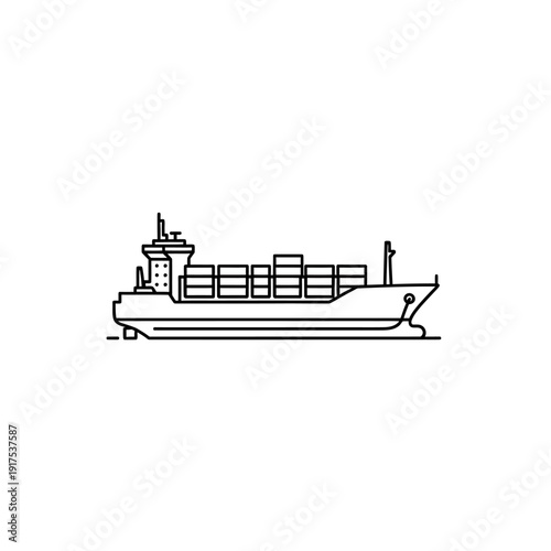 Cargo Ship Illustration Highlighting Commercial Shipping and Maritime Transport