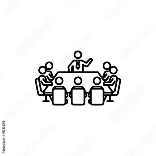 Business Meeting Conference Room with Attentive Participants and Presenter