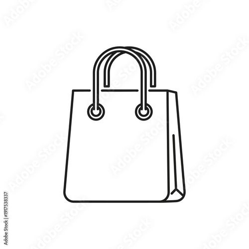 Elegant Line Drawing of a Modern Shopping Bag for Retail and Commerce Concept