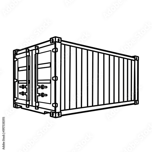 Empty Shipping Container on White Background for Logistics and Transportation Industry