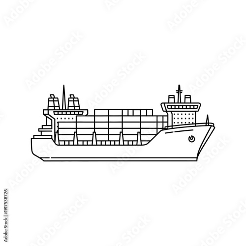 Freight Cargo Ship Vessel Navigating Open Water During Daylight