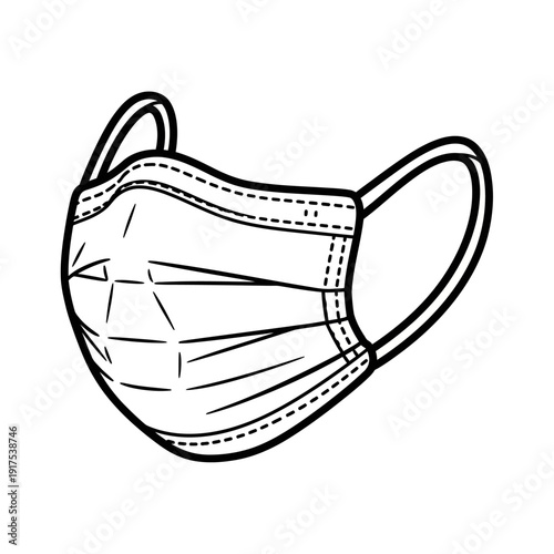 Detailed Illustration of a Disposable Face Mask for Health and Safety Use