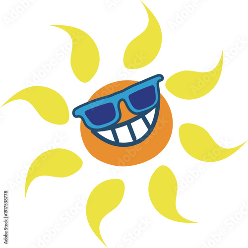 ゆるかわいいサングラスをかけた太陽のアイコンイラスト